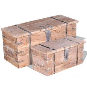 Set de baúl de almacenamiento de madera de acacia 2 unidades en Baúles de almacenamiento | Comprar online en Foru.es
