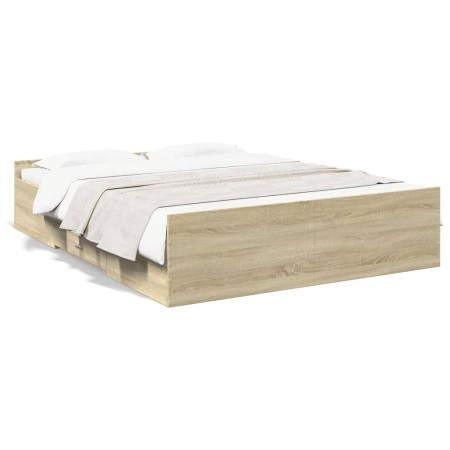 Cama con cajones madera ingeniería roble Sonoma 160x200 cm de vidaXL, Camas y somieres - Ref: Foro24-3280281, Precio: 152,36 ...