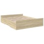 Cama con cajones madera ingeniería roble Sonoma 160x200 cm de vidaXL, Camas y somieres - Ref: Foro24-3280281, Precio: 152,36 ...