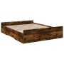 Cama con cajones madera de ingeniería roble ahumado 140x200 cm de vidaXL, Camas y somieres - Ref: Foro24-3280297, Precio: 158...