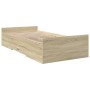 Cama con cajones madera ingeniería roble Sonoma 90x190 cm de vidaXL, Camas y somieres - Ref: Foro24-3280344, Precio: 116,28 €...