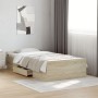 Cama con cajones madera ingeniería roble Sonoma 90x190 cm de vidaXL, Camas y somieres - Ref: Foro24-3280344, Precio: 116,28 €...