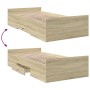 Cama con cajones madera ingeniería roble Sonoma 90x190 cm de vidaXL, Camas y somieres - Ref: Foro24-3280344, Precio: 116,28 €...