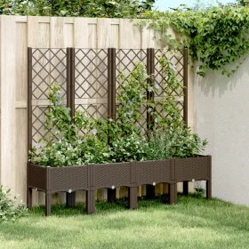 Jardinera con enrejado PP marrón 160x40x142 cm de vidaXL, Maceteros y jardineras - Ref: Foro24-367935, Precio: 150,73 €, Desc...