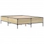 Estructura cama madera ingeniería metal roble Sonoma 135x190 cm de vidaXL, Camas y somieres - Ref: Foro24-3279813, Precio: 14...