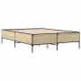 Estructura cama madera ingeniería metal roble Sonoma 135x190 cm de vidaXL, Camas y somieres - Ref: Foro24-3279813, Precio: 14...