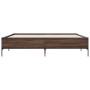 Estructura cama madera ingeniería metal marrón roble 200x200 cm de vidaXL, Camas y somieres - Ref: Foro24-3279781, Precio: 15...