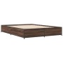 Estructura cama madera ingeniería metal marrón roble 120x190 cm de vidaXL, Camas y somieres - Ref: Foro24-3279866, Precio: 12...