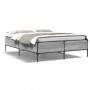 Estructura cama madera ingeniería metal gris Sonoma 150x200 cm de vidaXL, Camas y somieres - Ref: Foro24-3279795, Precio: 151...