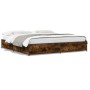 Estructura cama madera ingeniería metal roble ahumado 200x200cm de vidaXL, Camas y somieres - Ref: Foro24-3279824, Precio: 14...