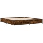 Estructura cama madera ingeniería metal roble ahumado 200x200cm de vidaXL, Camas y somieres - Ref: Foro24-3279824, Precio: 14...