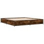 Estructura cama madera ingeniería metal roble ahumado 200x200cm de vidaXL, Camas y somieres - Ref: Foro24-3279824, Precio: 14...