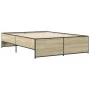 Sonoma oak metal engineered wood bed frame 140x190 cm by vidaXL, Beds and slatted bases - Ref: Foro24-3279898, Price: 134,14 ...
