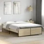 Sonoma oak metal engineered wood bed frame 140x190 cm by vidaXL, Beds and slatted bases - Ref: Foro24-3279898, Price: 134,14 ...