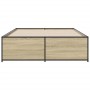 Estructura cama madera ingeniería metal roble Sonoma 140x190 cm de vidaXL, Camas y somieres - Ref: Foro24-3279898, Precio: 13...