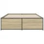 Sonoma oak metal engineered wood bed frame 140x190 cm by vidaXL, Beds and slatted bases - Ref: Foro24-3279898, Price: 134,14 ...