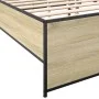Sonoma oak metal engineered wood bed frame 140x190 cm by vidaXL, Beds and slatted bases - Ref: Foro24-3279898, Price: 134,14 ...