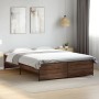 Estructura cama madera ingeniería metal marrón roble 140x200 cm de vidaXL, Camas y somieres - Ref: Foro24-3279891, Precio: 14...