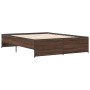 Estructura cama madera ingeniería metal marrón roble 140x200 cm de vidaXL, Camas y somieres - Ref: Foro24-3279891, Precio: 14...