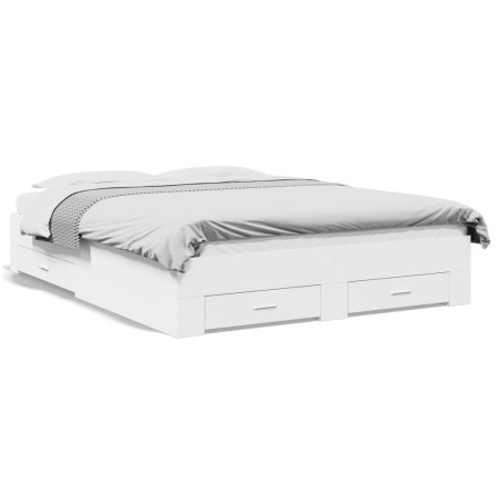 Cama con cajones madera de ingeniería blanco 140x200 cm de vidaXL, Camas y somieres - Ref: Foro24-3280384, Precio: 179,56 €, ...