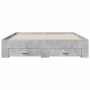 Cama con cajones madera ingeniería gris hormigón 160x200 cm de vidaXL, Camas y somieres - Ref: Foro24-3280373, Precio: 200,48...