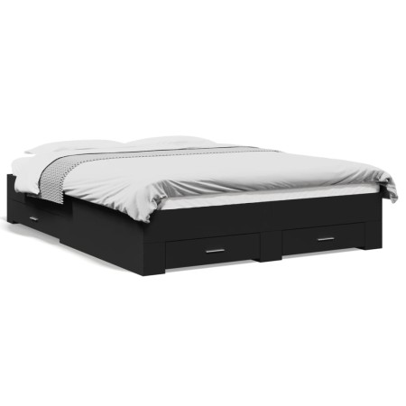 Estructura cama con cajones madera ingeniería negra 160x200 cm de vidaXL, Camas y somieres - Ref: Foro24-3280371, Precio: 183...