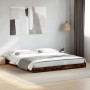 Estructura cama madera ingeniería metal roble ahumado 200x200cm de vidaXL, Camas y somieres - Ref: Foro24-845128, Precio: 103...