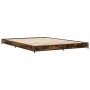 Estructura cama madera ingeniería metal roble ahumado 120x190cm de vidaXL, Camas y somieres - Ref: Foro24-845168, Precio: 85,...