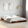 Estructura cama madera ingeniería metal roble ahumado 120x190cm de vidaXL, Camas y somieres - Ref: Foro24-845168, Precio: 85,...