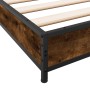 Estructura cama madera ingeniería metal roble ahumado 120x190cm de vidaXL, Camas y somieres - Ref: Foro24-845168, Precio: 85,...
