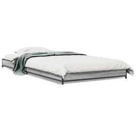 Sonoma gray metal engineered wood bed frame 75x190 cm by vidaXL, Beds and slatted bases - Ref: Foro24-845189, Price: 55,10 €,...