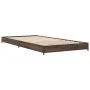 Engineered wood bed frame oak brown metal 100x200 cm by vidaXL, Beds and slatted bases - Ref: Foro24-845175, Price: 58,37 €, ...