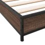 Engineered wood bed frame oak brown metal 100x200 cm by vidaXL, Beds and slatted bases - Ref: Foro24-845175, Price: 58,37 €, ...