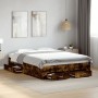 Cama con cajones madera de ingeniería roble ahumado 120x190 cm de vidaXL, Camas y somieres - Ref: Foro24-3280416, Precio: 176...