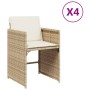 Sillas de jardín con cojines 4 uds ratán sintético beige de vidaXL, Sillas de jardín - Ref: Foro24-4007459, Precio: 166,81 €,...