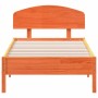 Estructura cama con cabecero madera pino marrón cera 100x200 cm de vidaXL, Camas y somieres - Ref: Foro24-3207220, Precio: 14...