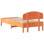 Estructura cama con cabecero madera pino marrón cera 100x200 cm de vidaXL, Camas y somieres - Ref: Foro24-3207220, Precio: 14...