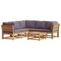 6-piece garden furniture set with solid acacia wood cushions by vidaXL, Modular outdoor sofas - Ref: Foro24-3214311, Price: 7...