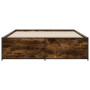 Estructura cama madera ingeniería metal roble ahumado 160x200cm de vidaXL, Camas y somieres - Ref: Foro24-3279879, Precio: 14...