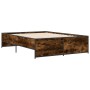 Estructura cama madera ingeniería metal roble ahumado 120x190cm de vidaXL, Camas y somieres - Ref: Foro24-3279909, Precio: 13...