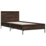 Estructura cama madera ingeniería metal roble marrón 75x190 cm de vidaXL, Camas y somieres - Ref: Foro24-845561, Precio: 77,6...