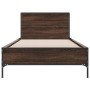 Estructura cama madera ingeniería metal roble marrón 75x190 cm de vidaXL, Camas y somieres - Ref: Foro24-845561, Precio: 77,6...