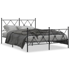 Estructura cama con cabecero y estribo metal negro 137x190 cm de vidaXL, Camas y somieres - Ref: Foro24-376519, Precio: 108,7...