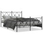 Estructura cama con cabecero y estribo metal negro 137x190 cm de vidaXL, Camas y somieres - Ref: Foro24-376519, Precio: 108,7...