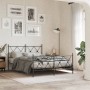 Estructura cama con cabecero y estribo metal negro 137x190 cm de vidaXL, Camas y somieres - Ref: Foro24-376519, Precio: 108,7...