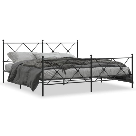 Estructura de cama cabecero y estribo metal negro 183x213 cm de vidaXL, Camas y somieres - Ref: Foro24-376525, Precio: 132,14...
