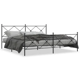 Estructura de cama cabecero y estribo metal negro 200x200 cm de vidaXL, Camas y somieres - Ref: Foro24-376527, Precio: 143,02...