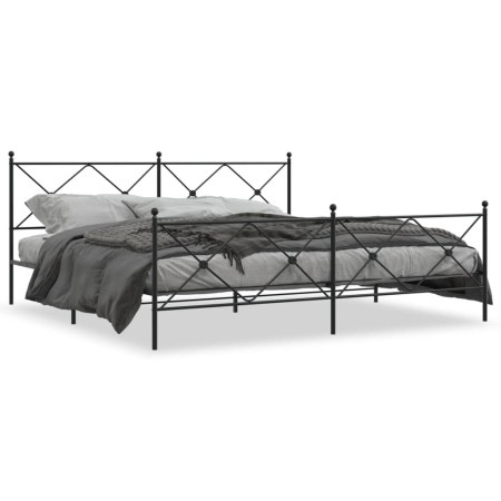 Estructura de cama cabecero y estribo metal negro 200x200 cm de vidaXL, Camas y somieres - Ref: Foro24-376527, Precio: 145,33...
