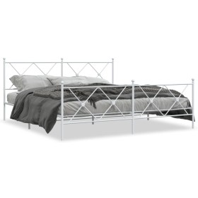 Estructura cama metal con cabecero y estribo blanco 180x200 cm de vidaXL, Camas y somieres - Ref: Foro24-376573, Precio: 129,...