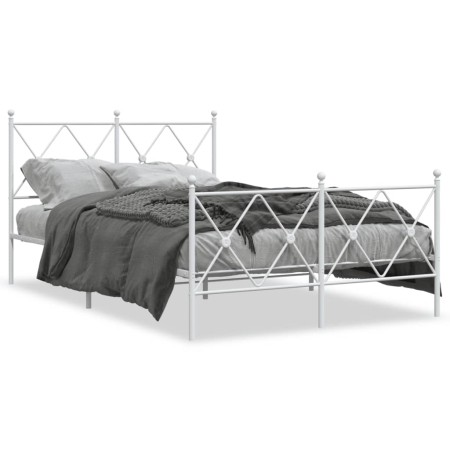 Estructura cama metal con cabecero y estribo blanco 120x200 cm de vidaXL, Camas y somieres - Ref: Foro24-376567, Precio: 126,...